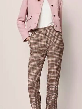 NWT Ann Taylor Eva Ankle Pant in Houndshooth Brown Stallion size 10 curvy